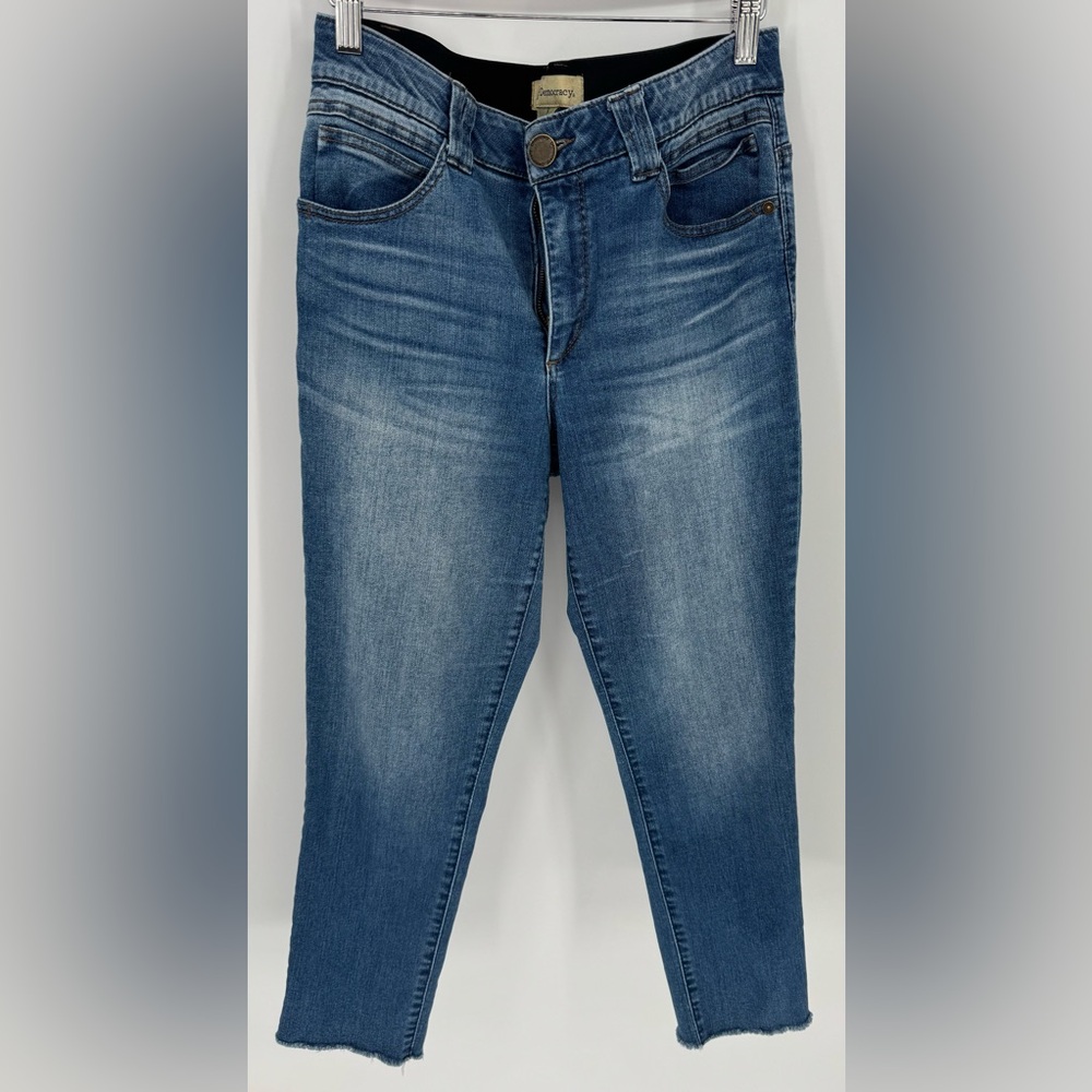 DEMOCRACY Ab Solution High Rise Straight Leg Raw Hem Jean